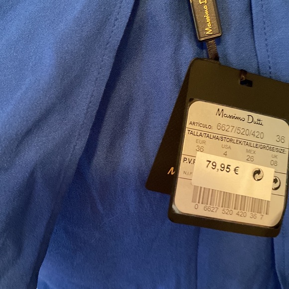 MASSIMO DUTTI ROYAL BLUE MIDI DRESS SIZE 4 fully lined. Sleeveless - Picture 7 of 9